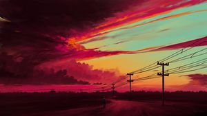 Dramatic Sky Over a Red-Hued Countryside - خلفية لطيفة
