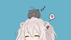 Drowsy Cat atop Peaceful Maiden - Cute Wallpaper