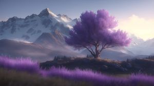 Ethereal Bloom: A Serene Mountain Sanctuary - Niedliches Hintergrundbild