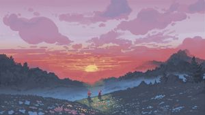 Ethereal Fantasy Sunset: Anime Dreams Underpassing a Cosmic Sky - 可爱壁纸