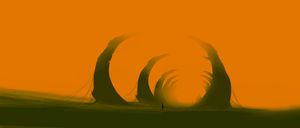 Ethereal Whispers of the Golden Horizon: A Surreal Symphony of Arched Trees and Celestial Light - Cute Wallpaper