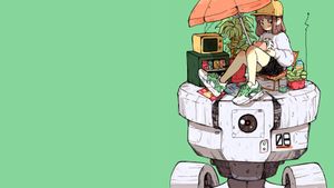 Futuristic Harmony: A Girl Among Nature and Tech - Cute Wallpaper