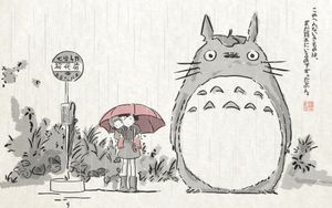 Monochrome Ghibli-Inspired Anime Wall Art - かわいい壁紙
