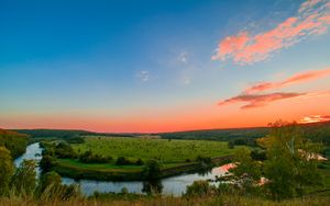 Golden Sunrise Over Serene River Valley - Cute Wallpaper
