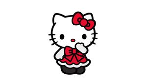 Iconic Hello Kitty in Rosy Red - 可爱壁纸