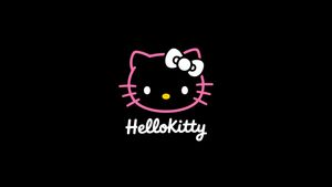 Iconic Hello Kitty: Minimalist Black Background Design - 可爱壁纸