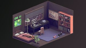 Isometric Study Room - Cute Wallpaper