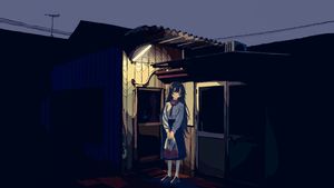 Nighttime Japanese Architecture with Crimson Leaves - Cute Wallpaper