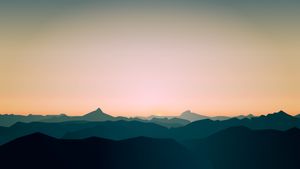 Minimalist Abstract Mountain Silhouettes at Sunset: Cosmic Tranquility in Geometric Harmony - Cute Wallpaper