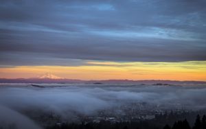Mist-Cloaked City at Sunrise: The Prism of Dawn’s Embrace - Cute Wallpaper