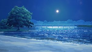Moonlit Serenity: A Nighttime Waterfront Scene - Cute Wallpaper
