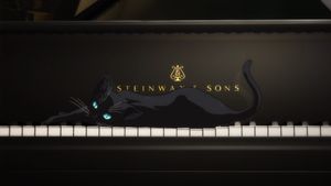 Mystic Melodies: The Glowing Eyes of Steinway's Shadow Muse - Cute Wallpaper
