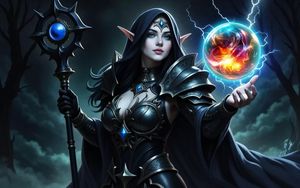 Mystic Sorceress: Weaver of Celestial Flames - Cute Wallpaper