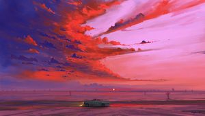 Neon Desert Escape: Synthwave Dreamscape at Sunset - Cute Wallpaper