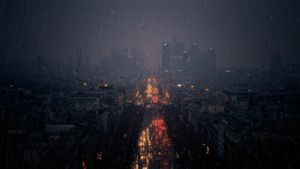 Rain-Soaked Neon Glow: Urban Pulse Amidst the Night's Embrace - Cute Wallpaper