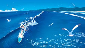 Riding the Turquoise Horizon - Cute Wallpaper