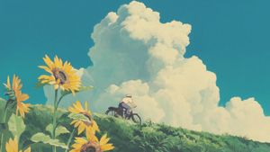 Serenity on Two Wheels: A Journey Through the Clouds - Cute Wallpaper