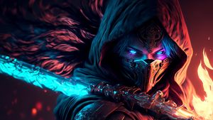 Shadow's Resolve: A Blade of Primordial Energy in a Realm of Flame - Cute Wallpaper