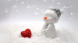 Snowman Love in Winter Wonderland - Cute Wallpaper