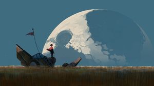 Starlit Solitude: A Celestial Explorer's Descent - Cute Wallpaper