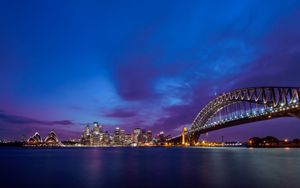 Sydney's Nighttime Symphony: Opera House & Arch Bridge Under a Starry Sky - Cute Wallpaper