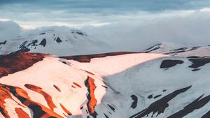 Tranquil Alpine Peaks: A Study in Snow and Fire - Cute Wallpaper