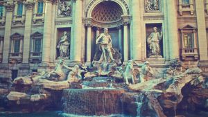 Timeless Majesty: The Grand Baroque Splendor of the Trevi Fountain & *Vicino Pesaro* Statue - Cute Wallpaper