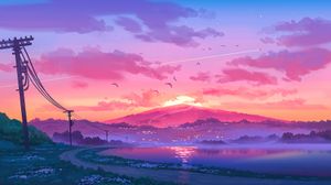 Twilight's Embrace: A Mountain's Glow at Sunset - Cute Wallpaper