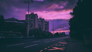 Twilight Urban Solitudes: A City's Purple Embrace - Cute Wallpaper