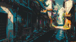 Urban Fusion: Aesthetic Alleyway at Dusk - Cute Wallpaper
