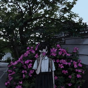 Whimsical Anime Character Amongst Vibrant Pink Blossoms - Niedliches Hintergrundbild