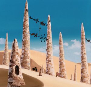 Whimsical Dune Spires Under Celestial Skies - Cute Wallpaper
